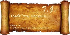 Tamássy Gergely névjegykártya